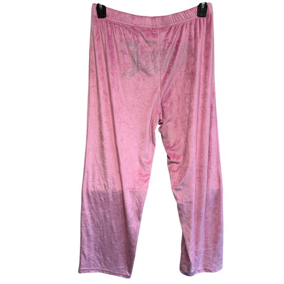 Juicy Couture Y2K Velour Sweatpants US L Soft Pajama Rhinestone Pink Velvet Cozy - Picture 2 of 7